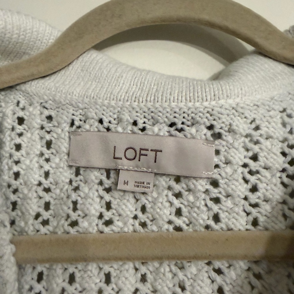 LOFT White Knit Sweater Vest Beachy Summer Light Size Medium - Picture 3 of 8